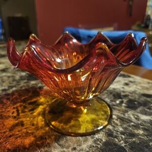 Viking Ruffled Glass Bowl with Vibrant Hues